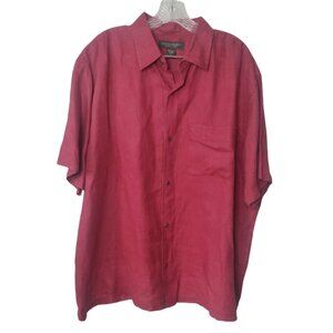 Banana Republic Mens Linen Button Shirt Size XL Apple Red Beachy Camp